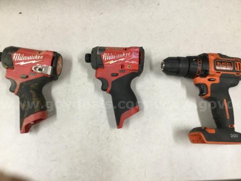 1 Lot of Milwaukee Impact and Black & Decker Drill