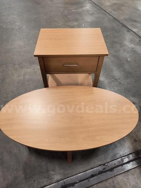 Oval Coffee Table with Nightstand​