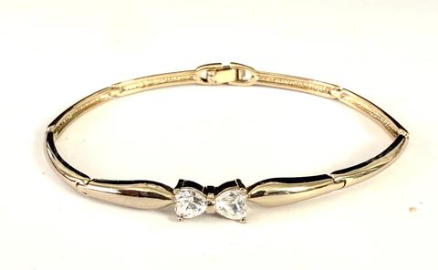 Gorgeous, 2 Carat, 24k Gold, CZ, Bowtie, 7", ID Bracelet