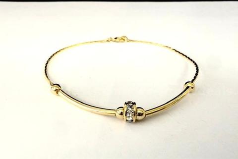 Beautiful, Ladies, 24k Gold, 7", Rotating, CZ Stone Bracelet