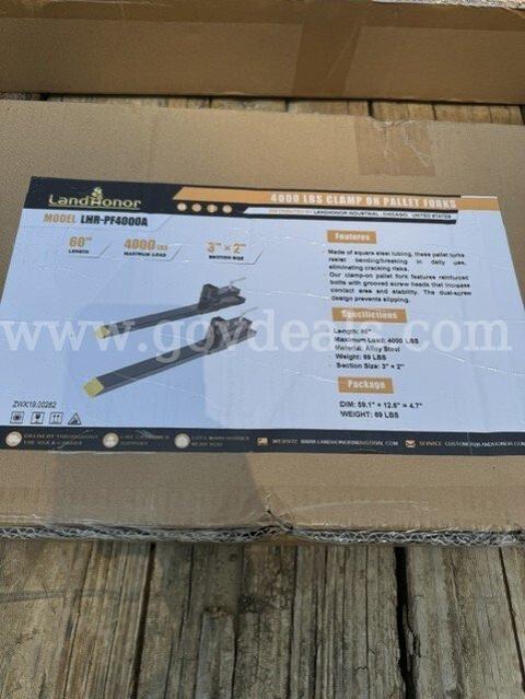 LandHonor LHR-PF4000A Clamp-On Pallet Forks — 60" — 4,000 lb Capacity — Brand New/Unused