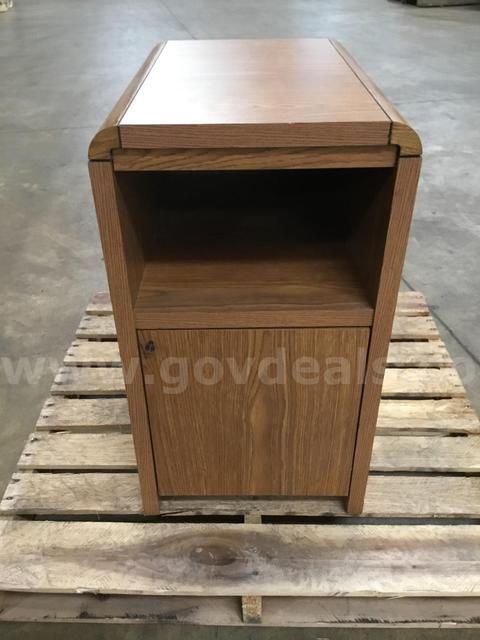 16 1/2 x 29 light brown two level hardwood shelf  "DH"