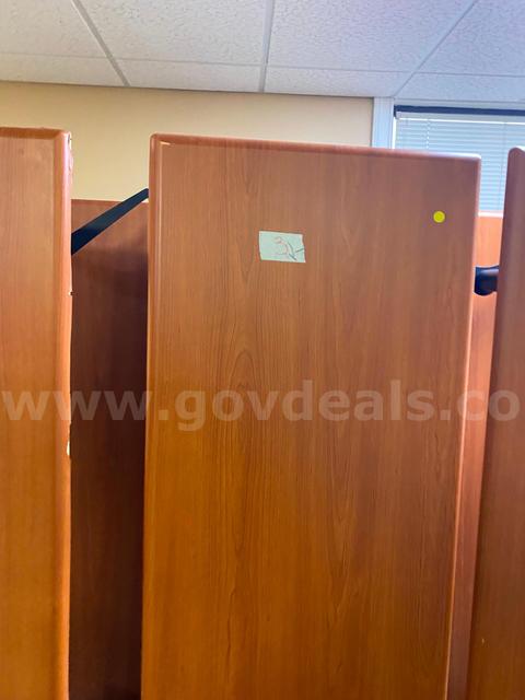 Faux Wood Top Tables, Stationary (lot of 4)