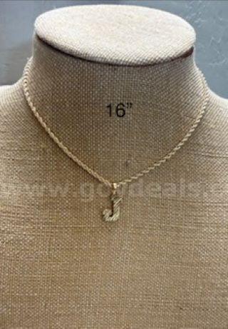 Beautiful, 24k Gold, 2MM, 16 Inch Rope Chain, W/ "J" Initial Pendant