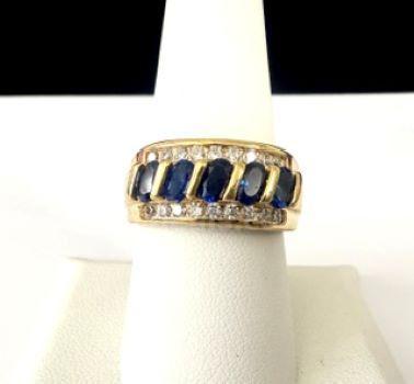 Beautiful, Ladies, Size 8 1/2, CZ Sapphire Ring/Wedding Band, Real 24k Gold Plat