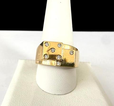 Beautiful, Real 24k Gold Filled, Men's, Size 11, CZ Dice Ring