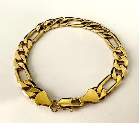 Gorgeous, 9 Inch, 24k Gold, Italian Figaro, Men’s Bracelet