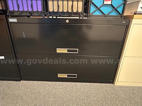 2 Black Two Drawer File Cabinets