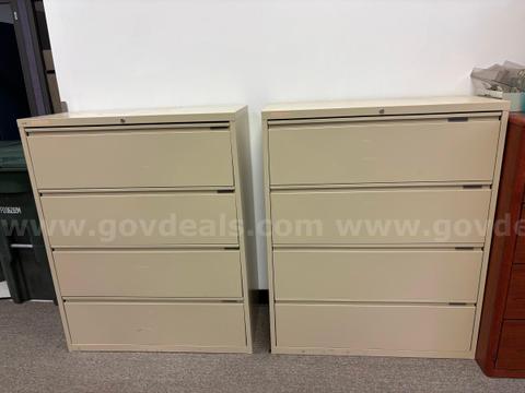 File Cabinet - 4-Drawer Lateral - Metal - Lot of 2