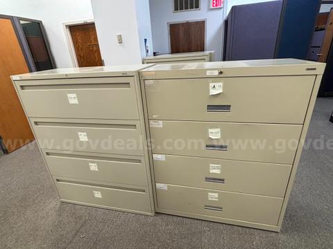 File Cabinet - Assorted 4-Drawer Lateral - Metal - Lot of 2
