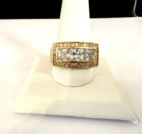 Gorgeous, Men's, Size 13, Multi CZ Ring, Real 24k Gold Plated