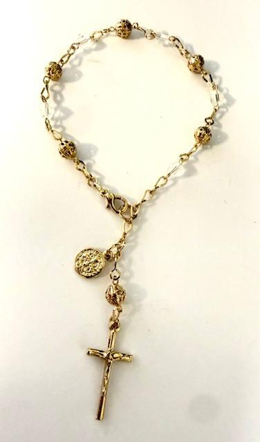 Gorgeous, Rosary Bracelet, 7 Inch, Real 24k Gold Plated