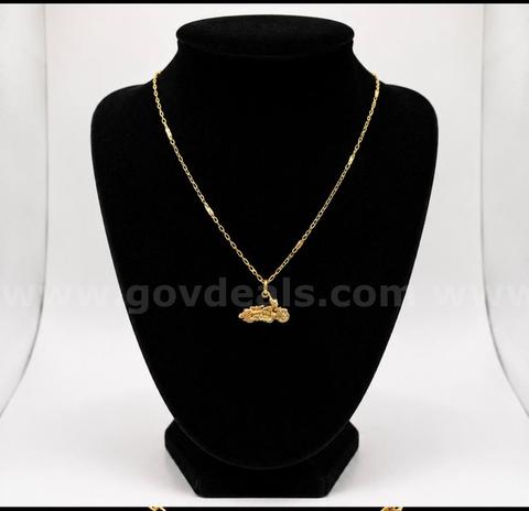 Beautiful, 20” 24k Gold, Dainty Necklace W/ Small 4D Motorcycle Pendant READ ⬇️