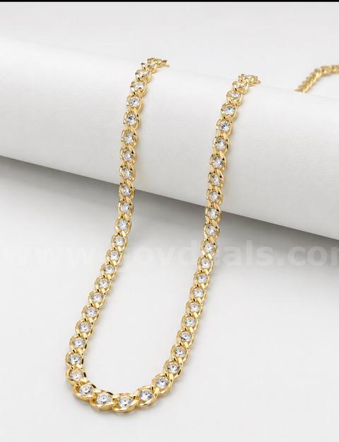 Beautiful, 24k Gold, 24 Inch CZ Link Necklace. FREE SHIPPING W/BUY IT NOW!!