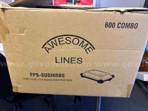 Box of 500+ BRAND NEW AWESOME LINES Black Plastic Sushi Trays