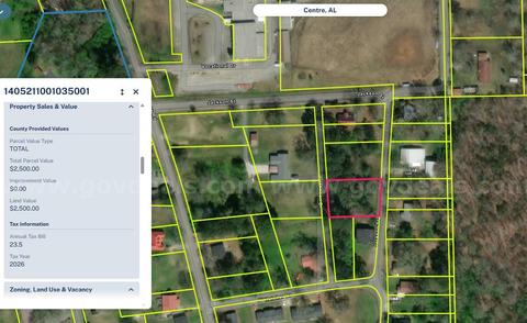 2 years of tax lien certificates at 12% for 0 Jackson St, Centre, AL, huge lot!