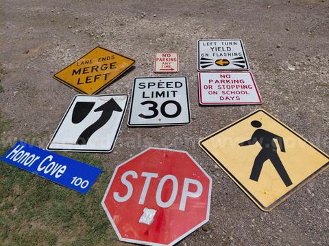 9 used street traffic signs