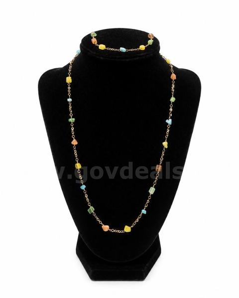 24k Gold, 20” and 7”, Pastel Gemstone Necklace Bracelet Set READ ⬇️!