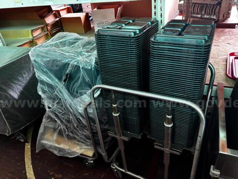 Lot Of Food Serving Trays on Carts