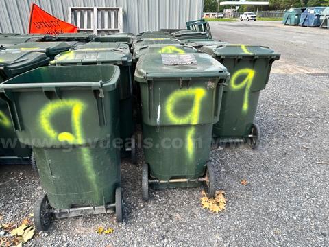 1 Lot of (17) Rolling Green Trash Cans- LOT 9 - Total of (17) Sold in One Auction