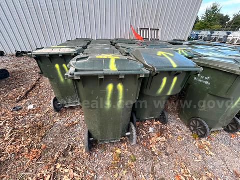 1 Lot of (17) Rolling Green Trash Cans- LOT 11 - Total of (17) Sold in One Auction