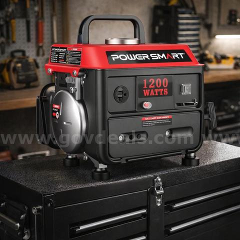 FREE SHIPPING – NEW 1200-Watt Portable Generator, Super Quiet, 37lb Lightweight, 5hr Runtime, 120V/12V