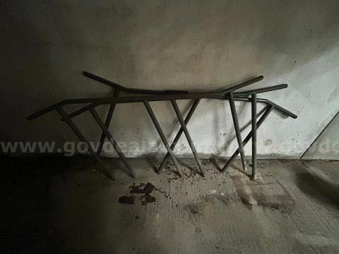 1 Lot of (3) Dark Grey Tubular Metal Cross-Braced Railing Sections