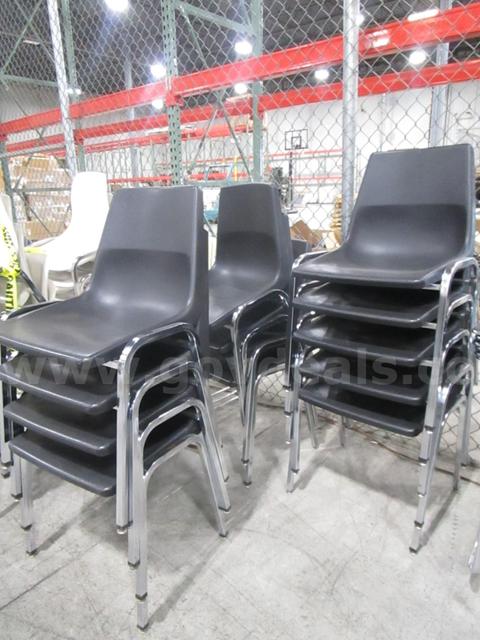 13 Black Stackable Chairs (L)
