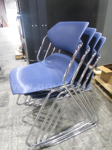 4 Blue Stackable Chairs (H)