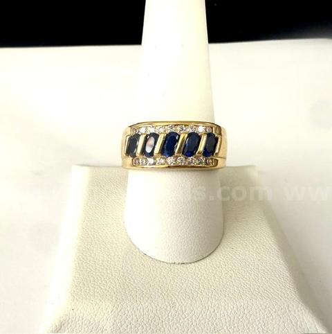 Beautiful, 24k Gold, Size 10, CZ Sapphire Ring/Wedding Band