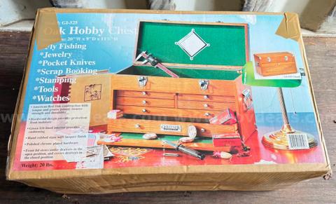 Oak hobby chest for fly tying, watches, jewelry, scrap booking, etc.