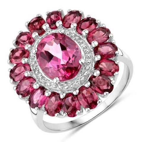 NEW Genuine Pink Topaz & Rhodolite Ring – Solid .925 Sterling Silver