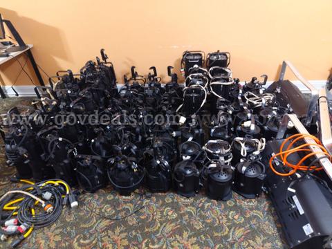 Approximately 75 Professional Stage/Theatrical Lights with ETC Lighting Console & Cables