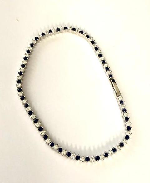 Beautiful, Ladies, Rhodium Clad, 8 Inch, CZ Sapphire Tennis Bracelet