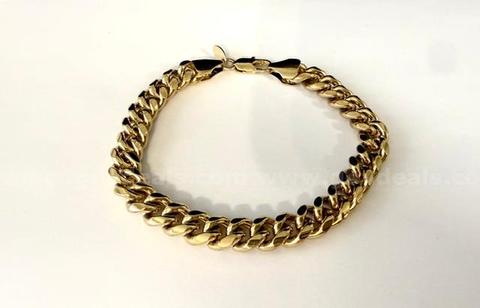 Beautiful, 24k Gold, Heavy 9 Inch, Men’s Curb Link Bracelet