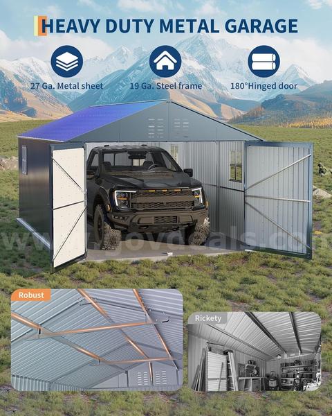 FREE SHIPPING - NEW - 12x20 Enclosed Metal Carport Steel Garage Shed Vertical Roof