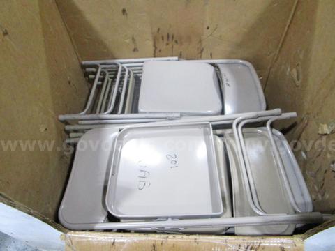 16 Folding Chairs (K) - government surplus lot currently bid at $1 in Indianapolis, IN