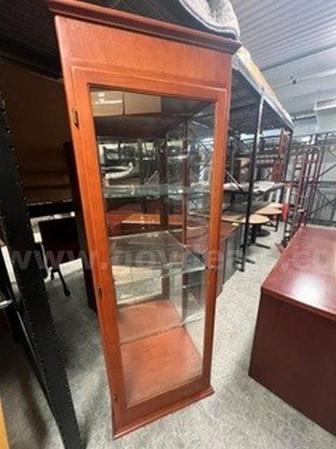 Red Wood Glass Display Case