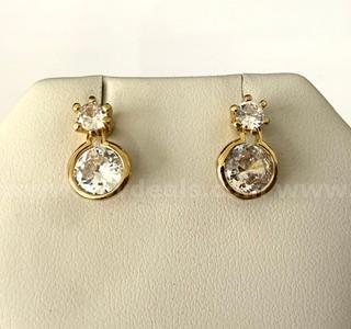 Beautiful, , Framed CZ Earrings, 24k Real Gold Plated