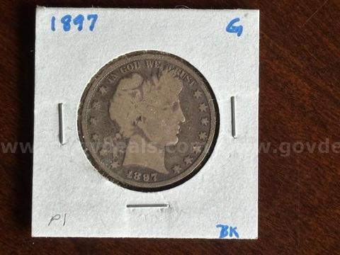 1897 Barber Half Dollar Philadelphia Mint No Mint Mark Circulated 90% Silver Estate
