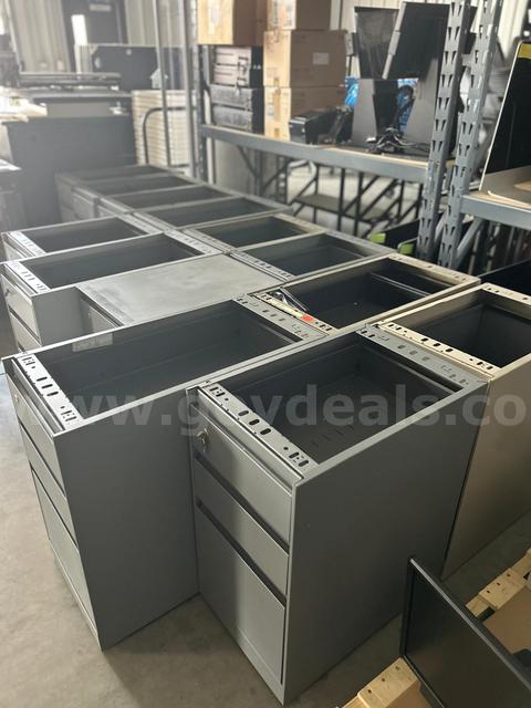 Lot of thirteen (13) Open-Top Metal 3-Drawer Cabinets