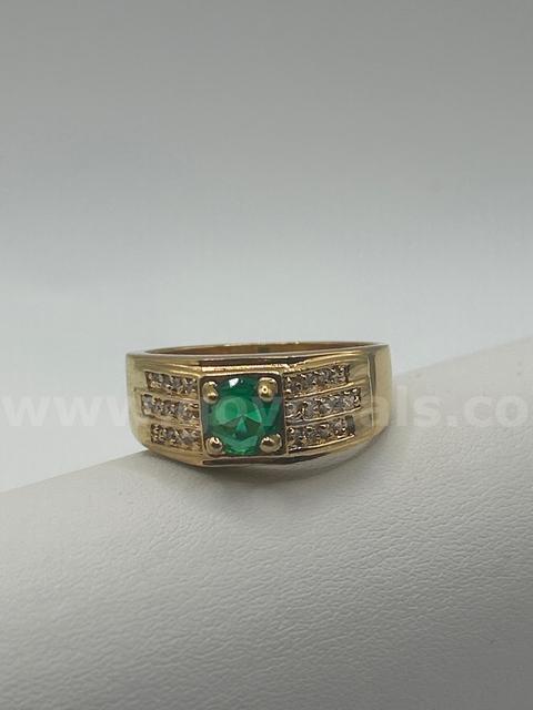Size 13 Men’s Emerald CZ Ring. 24k Real Gold Plated,