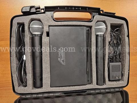 Audio 2000s wireless UHF Dual Channel handheld microphone system.