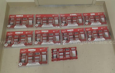 LOT OF 10 MILWAUKEE 60 PIECE IMPACT DRILL AND DRIVE SETS
