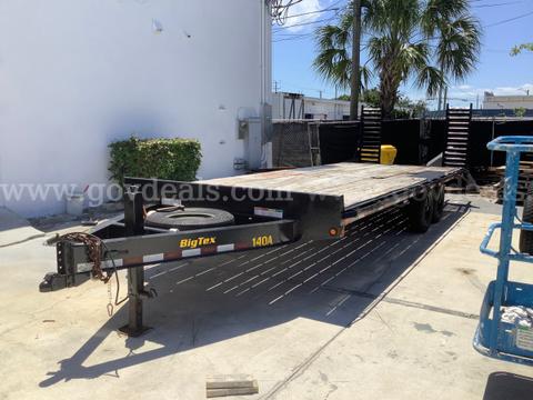 BIG TEX 7 Ton Tandem Axle Deck-Over Trailer, 20' Deck w/4' Dovetail, Angle Iron Ramps