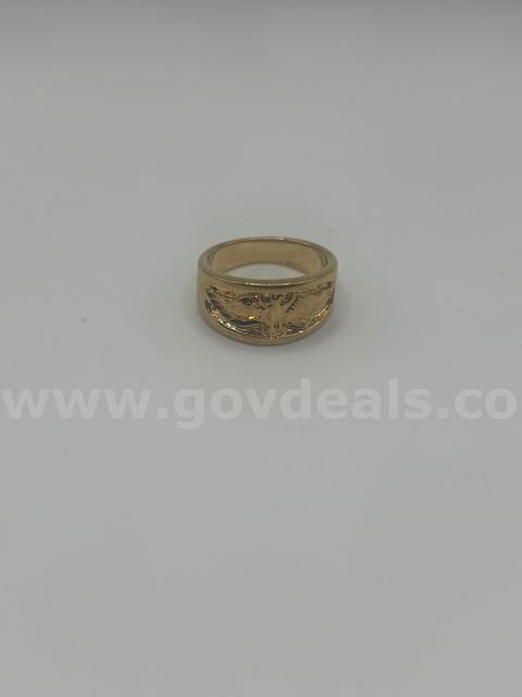 Size 11 Men’s Thick Eagle Band Ring. 24k Real Gold Plated,