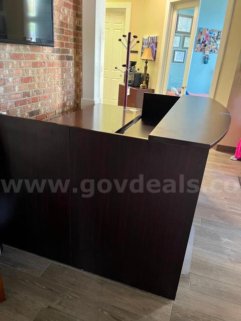 Wooden Reception Desk w/ 3-Drawer Under Desk Cabinet & 2-Drawer Filing Cabinet