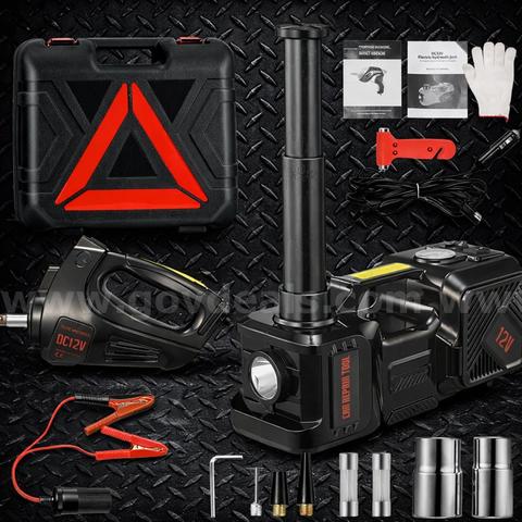 SHIPS FOR FREE NEW 5 Ton 12V Electric Hydraulic Car Jack Kit w/ Inflator & Wrench
