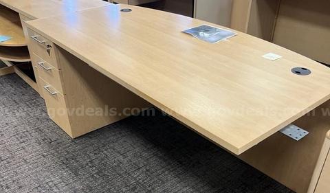 L-Shaped Desk w/Hutch, under desk filing cabinets, & table