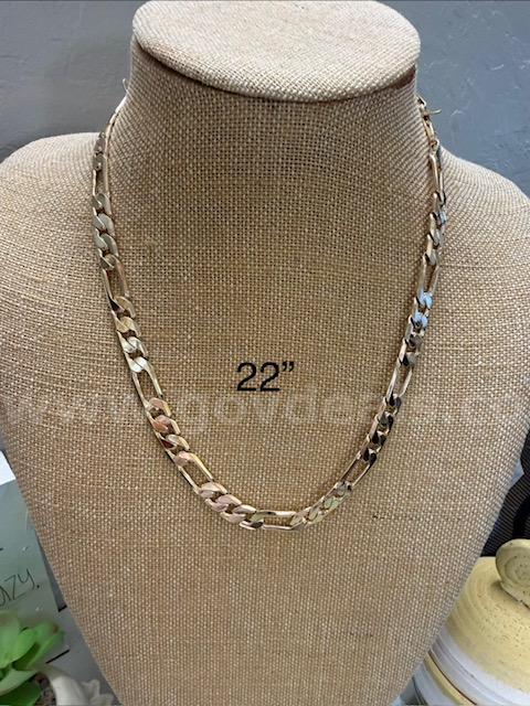 Beautiful, 24k Gold, 22 Inch, Italian Figaro Necklace Chain